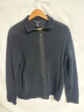 Calvin Klein Jeans Men's Black Zip-Up Knit Jacket